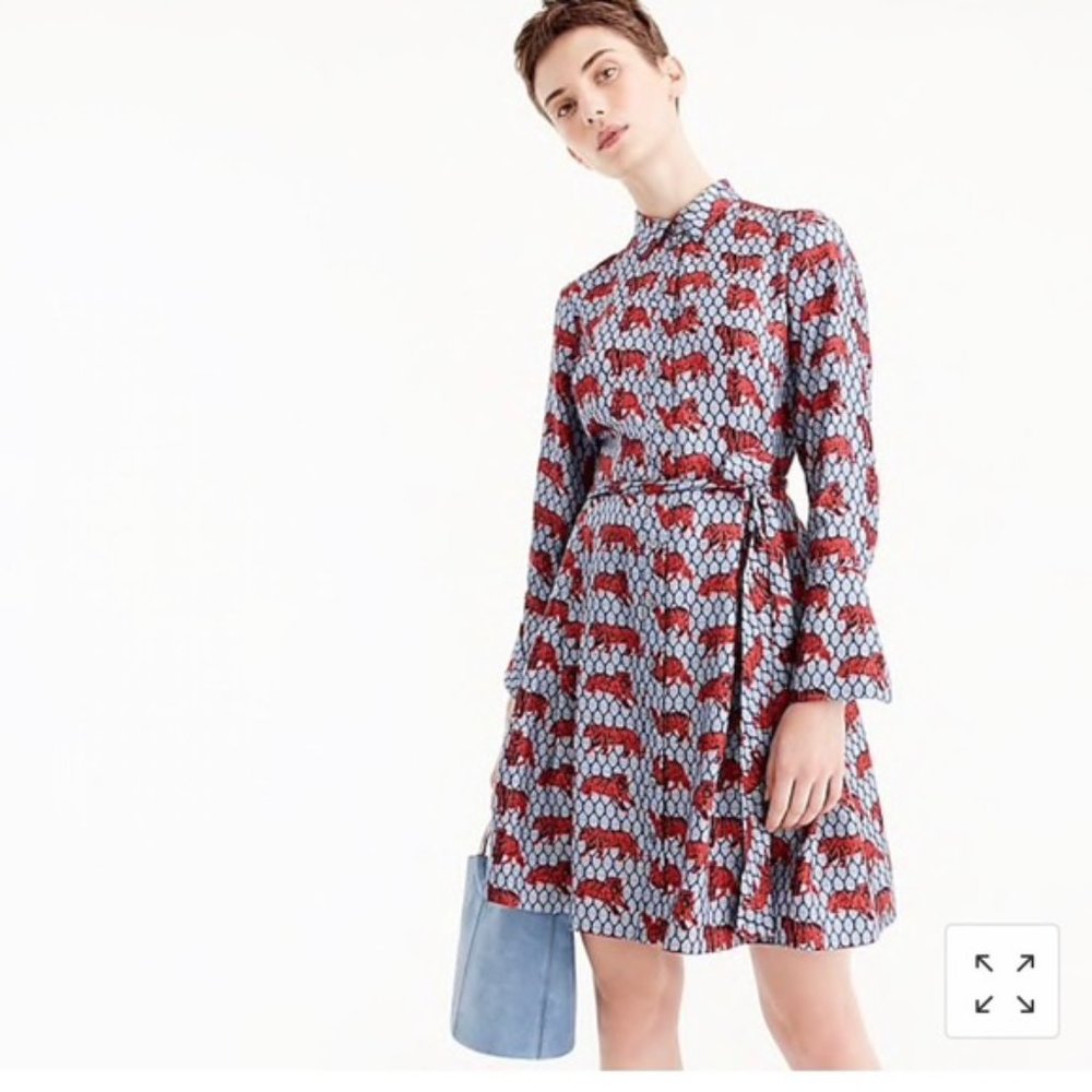 J.Crew Tiger Foulard Silk Shirtdress in 2